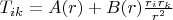 $T_{ik} = A(r) + B(r)\frac{r_ir_k}{r^2}$