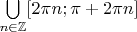 $\bigcup\limits_{n\in\mathbb Z}[2\pi n; \pi + 2\pi n]$