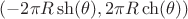 $(-2\pi R\, \mathrm{sh} (\theta), 2\pi R\, \mathrm{ch}(\theta))$