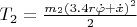 $T_2=\frac {m_2(3.4r\dot\varphi+\dot{x})^2}{2}$