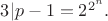 $3|p-1=2^{2^n}.$