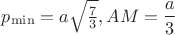 $p_{\min}=a\sqrt {\frac 73}, AM=\dfrac a3$