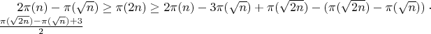 $2\pi(n)-\pi(\sqrt n) \ge \pi(2n) \ge 2\pi(n)-3\pi(\sqrt{n}) +\pi(\sqrt{2n}) -  (\pi(\sqrt{2n})-\pi(\sqrt{n}))\cdot\frac{\pi(\sqrt{2n})-\pi(\sqrt n)+3}{2}$