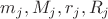 $m_j, M_j, r_j, R_j$