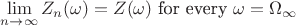 $$\lim_{n\rightarrow\infty} Z_n(\omega)=Z(\omega) \text { for every } \omega=\Omega_{\infty}$$ $$\lim_{n\rightarrow\infty} Z_n(\omega)=Z(\omega) \text { for every } \omega=\Omega_{\infty}$$