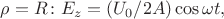 $\rho=R\colon E_z=(U_0/2A)\cos\omega t,$