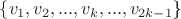 $\{ v_{1},v_{2},..., v_{k},...,v_{2k-1}$\}$