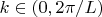 $k\in (0,2\pi/L)$
