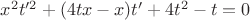 $x^2t'^2+(4tx-x)t'+4t^2-t=0$