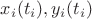 $x_i(t_i), y_i(t_i)$
