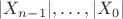 $|X_{n-1}|, \ldots, |X_0|$