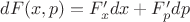 $dF(x,p)=F'_x dx+F'_p dp$