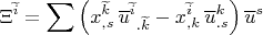 $$\Xi^{\widetilde i}=\sum \left( x^{\widetilde k}_{,s} \, \overline u^{\widetilde i}{}_{. \widetilde k}-x^{\widetilde i}_{,k} \, \overline u^{k}_{.s}\right) \overline u^{s}$$