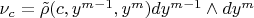 $\nu_c=\tilde\rho(c,y^{m-1},y^m)dy^{m-1}\wedge dy^m$