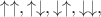 $\uparrow\uparrow,\uparrow\downarrow,\downarrow\uparrow,\downarrow\downarrow,$