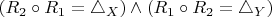 $(R_2\circ R_1 =\bigtriangleup_X )\wedge(R_1\circ R_2 =\bigtriangleup_Y)$
