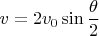 $v=2v_0\sin\dfrac{\theta}{2}$