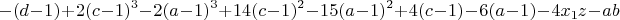 $$-(d-1)+2(c-1)^3-2(a-1)^3+14(c-1)^2-15(a-1)^2+4(c-1)-6(a-1)-4x_1z-ab$$