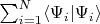 $\sum_{i=1}^{N} \langle \Psi_i \vert \Psi_i \rangle$