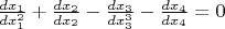 $\frac{dx_1}{dx_1^2}+\frac{dx_2}{dx_2}-\frac{dx_3}{dx_3^3}-\frac{dx_4}{dx_4}=0$