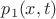 $p_1(x,t)$