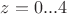 $z=0...4$