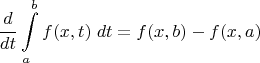 $$\frac{d}{dt}\int\limits_a^b f(x,t)\;dt = f(x,b) - f(x,a)$$