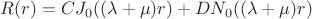 $R(r) = C J_0 ((\lambda + \mu) r) + D N_0 ((\lambda + \mu) r)$