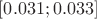 $[0.031; 0.033]$