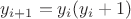 $y_{i+1}=y_i(y_i+1)$
