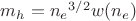 $m_h={n_e}^{3/2}w(n_e)$