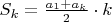 $S_k=\frac{a_1+a_k}{2}\cdot{k}$
