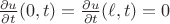 $\frac{\partial u}{\partial t}(0,t)=\frac{\partial u}{\partial t}(\ell,t)=0$
