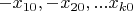 $-x_{10}, -x_{20},...x_{k0}$