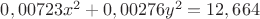 $0,00723x^2+0,00276y^2=12,664$