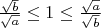 $\frac{\sqrt b}{\sqrt a} \le 1 \le  \frac{\sqrt a}{\sqrt b}$