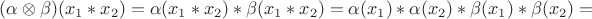 $(\alpha\otimes\beta)(x_1\ast x_2)=\alpha(x_1\ast x_2)\ast\beta(x_1\ast x_2)=\alpha(x_1)\ast \alpha(x_2)\ast \beta(x_1)\ast \beta(x_2)=$
