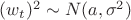$(w_t)^2\sim N(a,\sigma^2)$ $(w_t)^2\sim N(a,\sigma^2)$