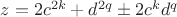 $z=2c^{2k}+d^{2q}\pm2c^kd^q$