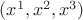 $(x^1, x^2, x^3)$