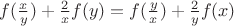 $f(\frac xy )+\frac 2x f(y)=f(\frac yx )+\frac 2y f(x)$