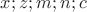 $x;z;m;n;c$