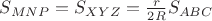 $S_{MNP}=S_{XYZ}=\frac {r}{2R}S_{ABC}$