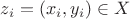 $z_i = (x_i, y_i) \in X$ $z_i = (x_i, y_i) \in X$