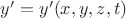 $y'=y'(x,y,z,t)$