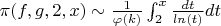 $\pi(f,g,2,x)\sim \frac {1} {\varphi(k)}\int_{2}^{x}{\frac {dt} {ln(t)}dt}$