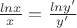 $\frac{lnx}{x}=\frac{lny'}{y'}$
