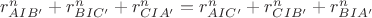 $r_{AIB'}^n+r_{BIC'}^n+r_{CIA'}^n = r_{AIC'}^n+r_{CIB'}^n+r_{BIA'}^n$