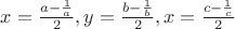 $x=\frac{a-\frac{1}{a}}{2}, y=\frac{b-\frac{1}{b}}{2}, x=\frac{c-\frac{1}{c}}{2}$