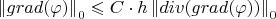 $\left\lVert grad(\varphi)\right\rVert_0\leqslant C \cdot h\left\lVert div(grad(\varphi))\right\rVert_0$